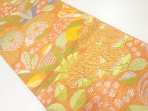 紗 菊桐に紅葉模様織出し全通袋帯